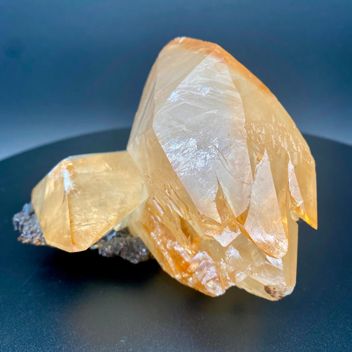 Double Terminated Stellar Beam Golden Calcite Twin on Sphalerite from Elmwood Mine – Collector's Grade