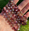 hand-knotted gem lepidolite and rutilated mahogany moonstone no-clasp necklace by ashley at sanctuary vibrational jewelry photo 5