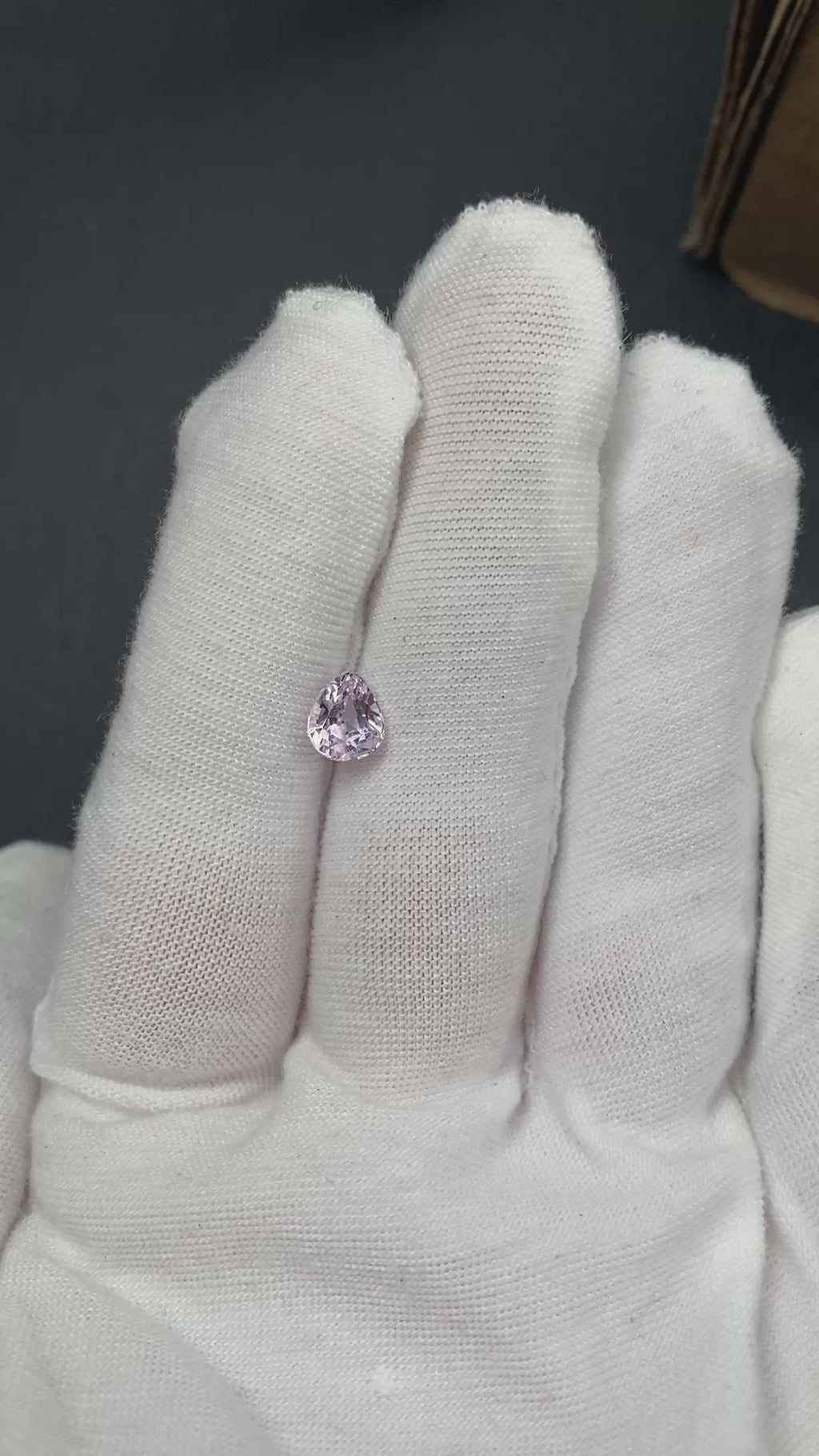 1.40 ct. Kunzite from afghanistan, pear cut, VVS clarity, untreated, available on sanctuaryofstones.com sanctuary of stones dot com, video