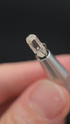0.765 carat Burmese phenakite drill bit crystal for sale, glass clear, natural termination available at sanctuaryofstones.com video
