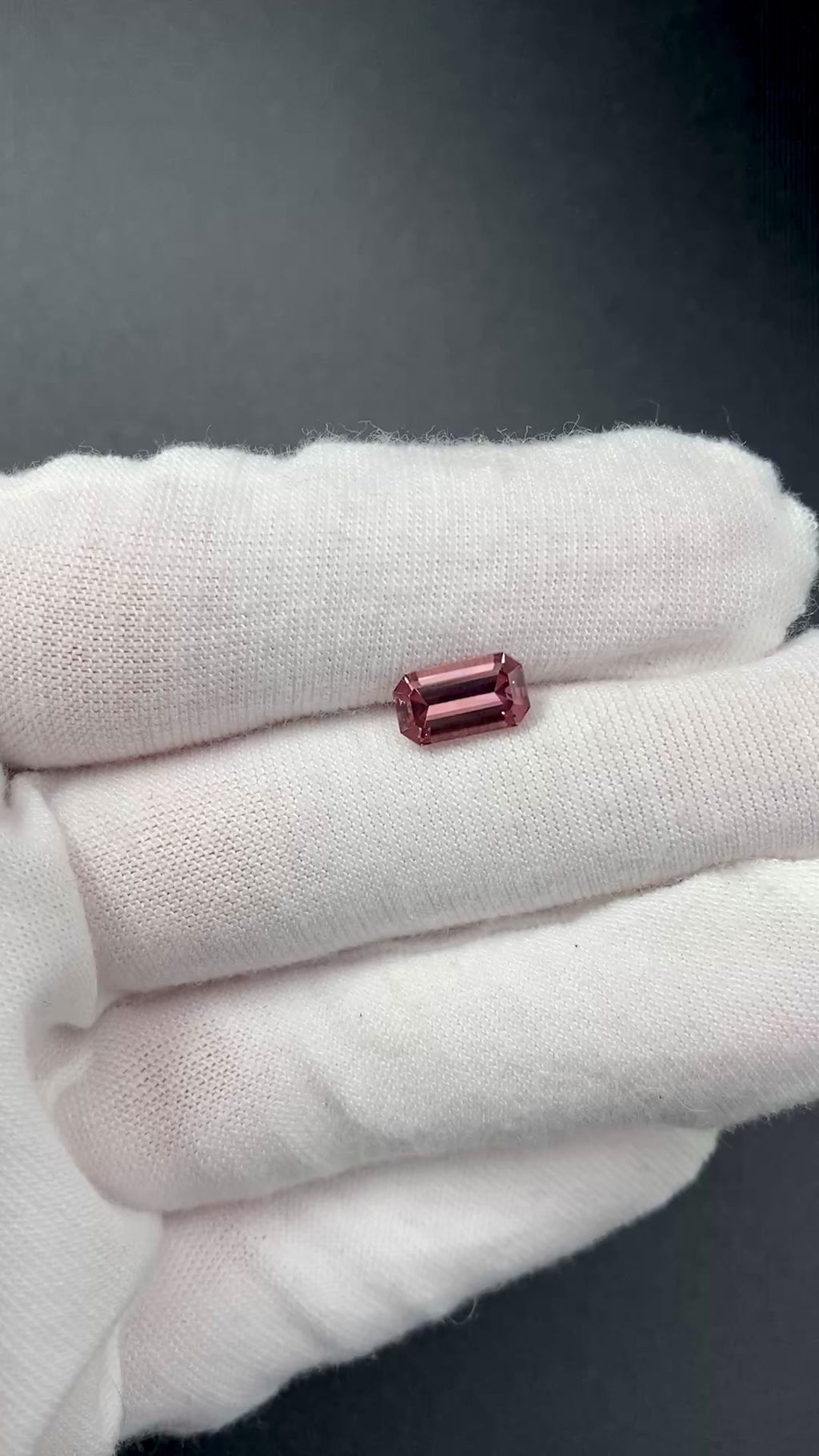 2.54 carat antique rose colored emerald cut zircon gemstone from mozambique available on sanctuary of stones dot com video