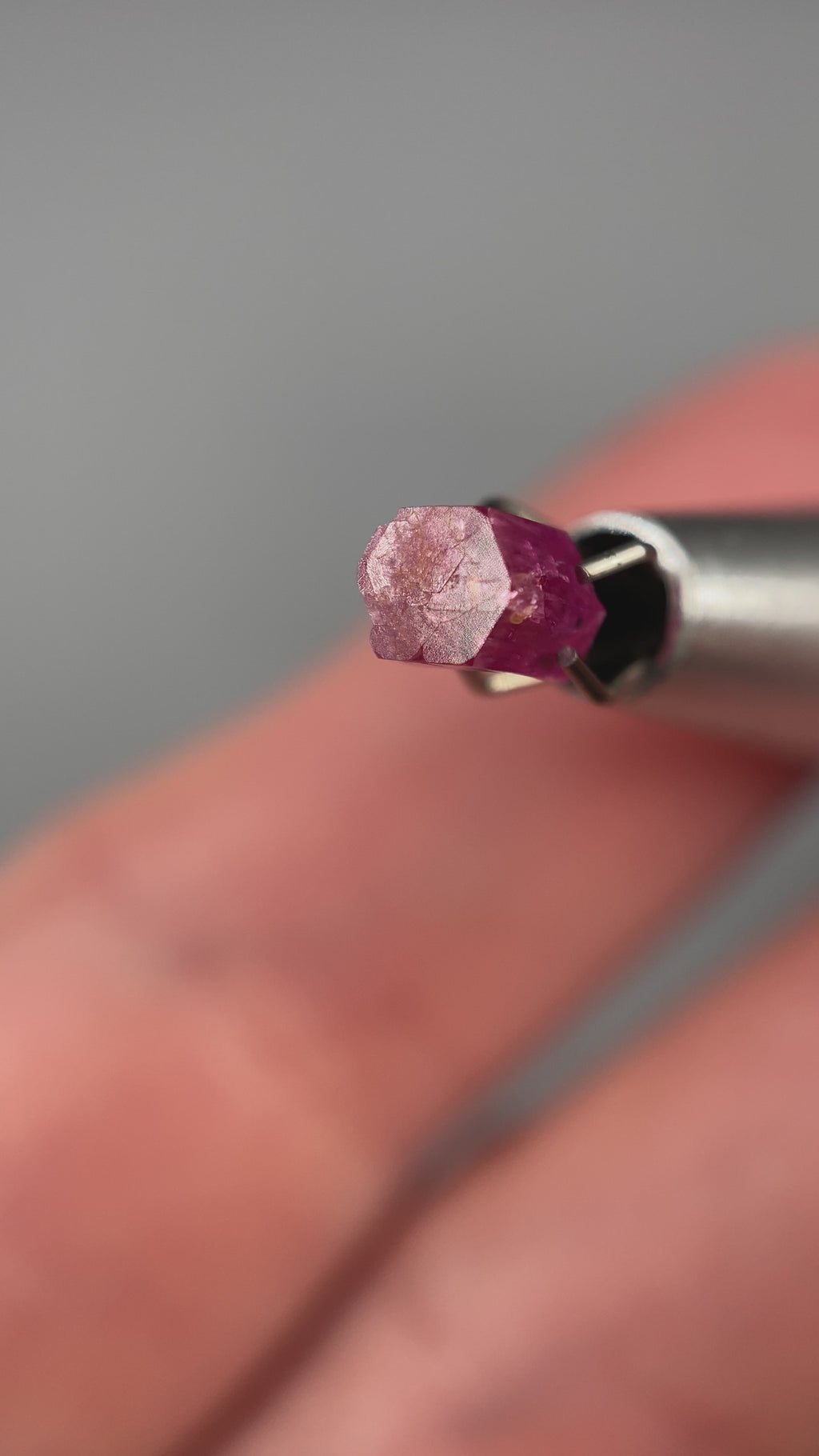 extremely rare red beryl (bixbite) crystal raspberry red hexagonal crystal of 0.58 carats available at sanctuaryofstones.com