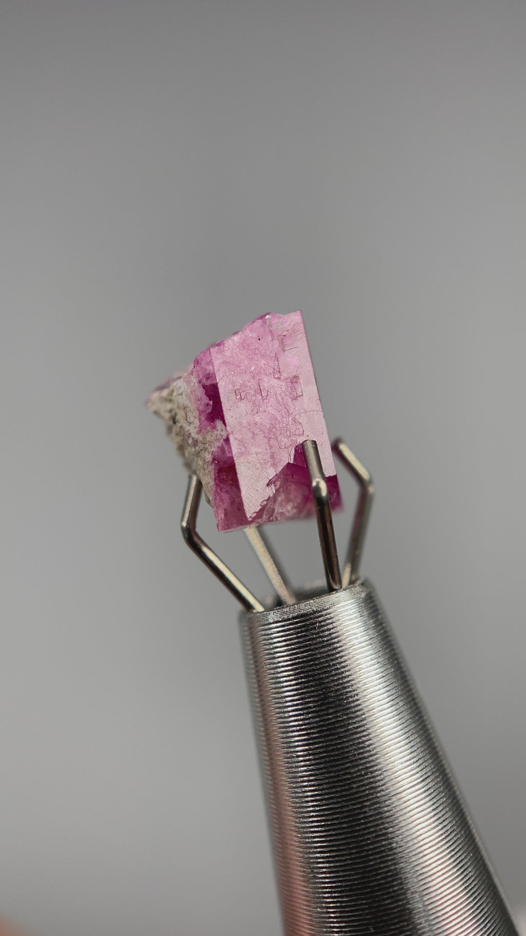 Extremely rare red beryl crystal on matrix, 1.67 carats, two natural crystal faces, raspberry red color great translucency, available at sanctuaryofstones.com