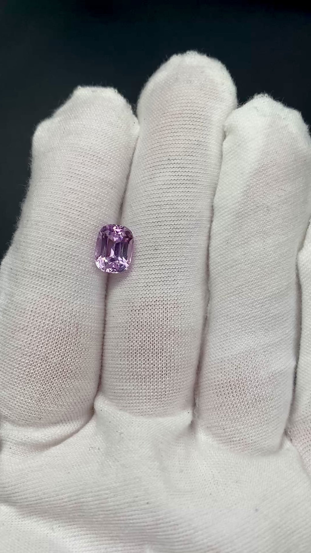 2.60 ct. Kunzite from afghanistan, elongated cushion cut, VVS clarity, untreated, available on sanctuaryofstones.com sanctuary of stones dot com, video