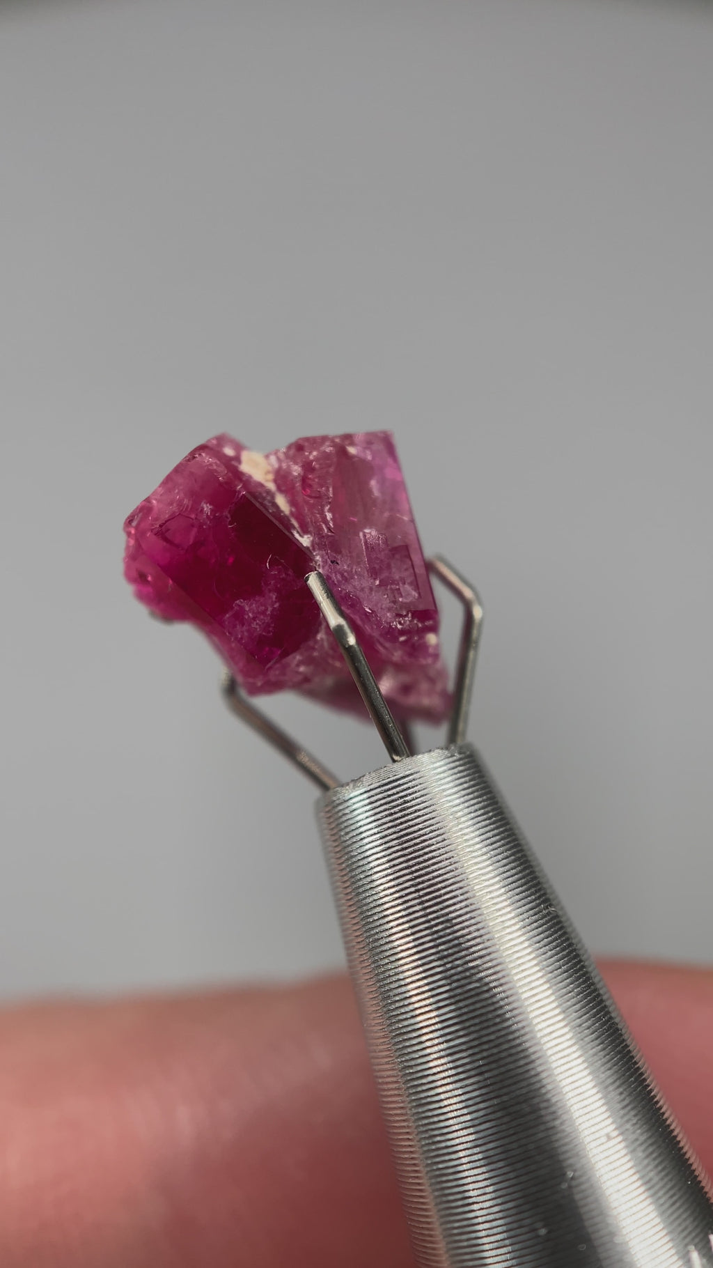 Extremely rare red beryl twin crystal 2.22 carats, hexagonal shape twins, raspberry red color great translucency, available at sanctuaryofstones.com