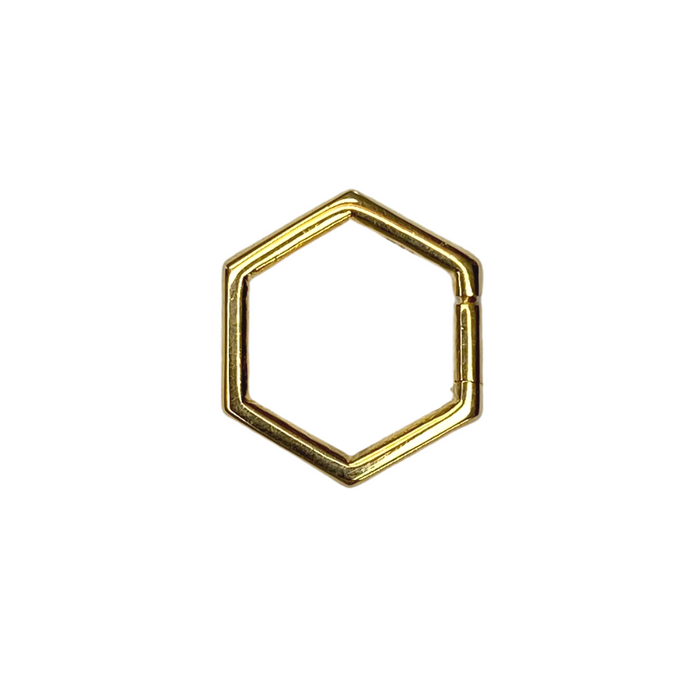 14k Yellow Gold Hexagon Charm Holder Clasp